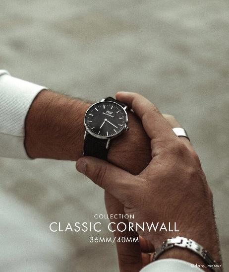 【Daniel Wellington】DW 手錶 Classic Cornwall 40mm寂靜黑織紋錶