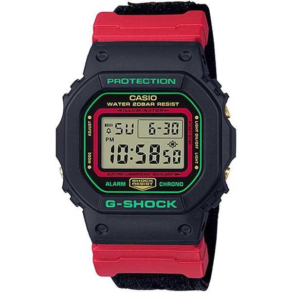 【CASIO 卡西歐】G-SHOCK 翻玩聖誕電子手錶(DW-5600THC-1)