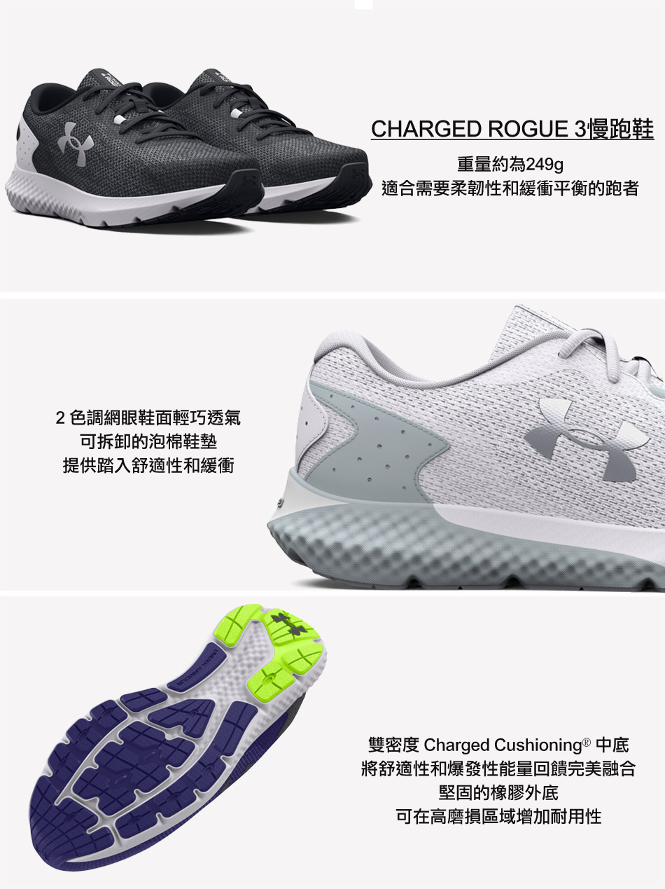 UNDER ARMOUR UA CHARGED ROGUE 3慢跑鞋 男女款-優惠商品